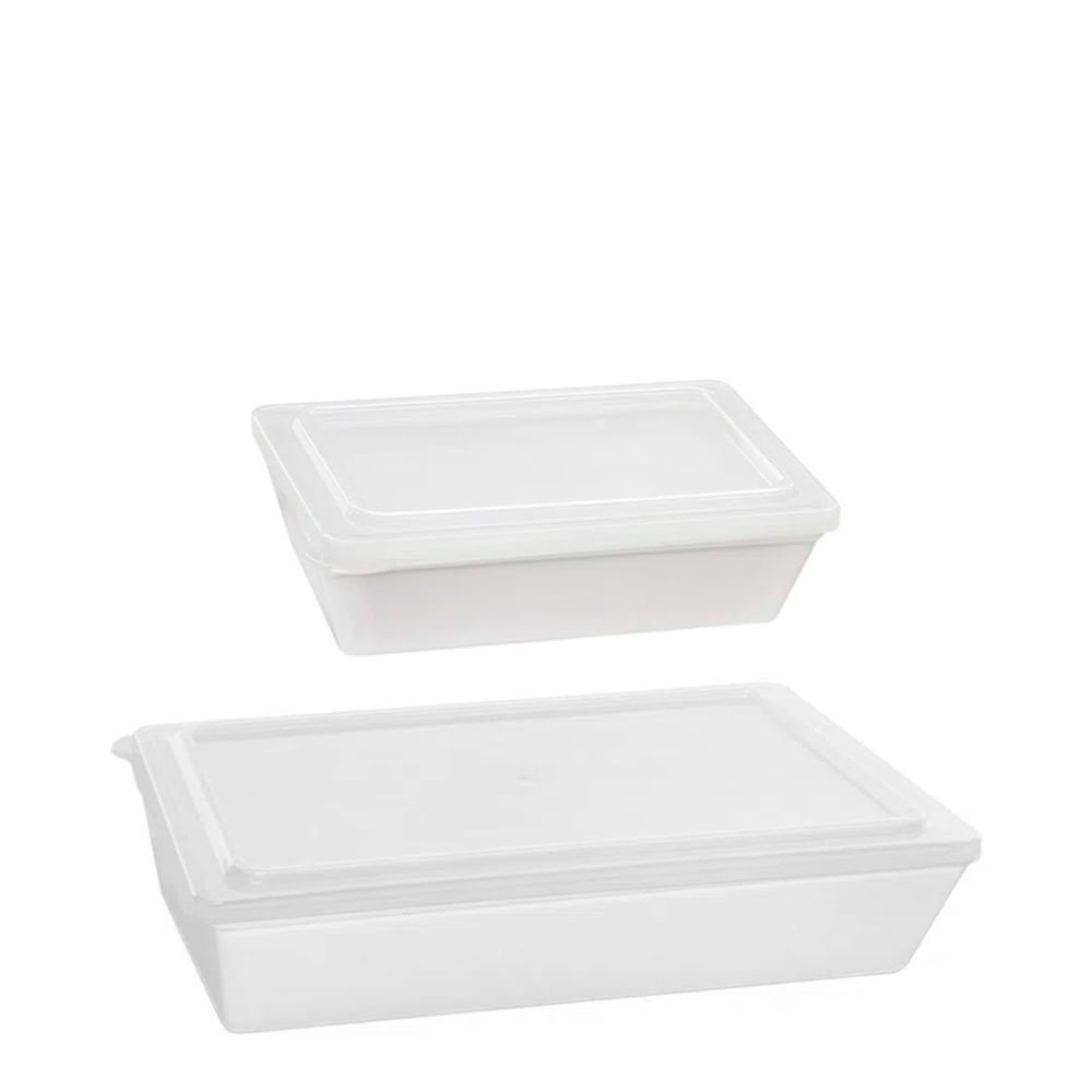 Kit Travessas Stillo Com Tampa 2 Peças Branco em Polipropileno Linha Tropical VEM