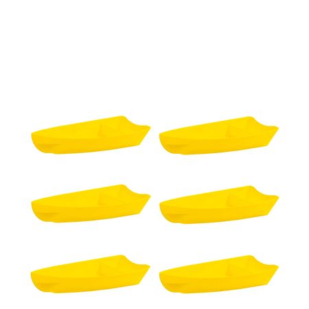Conjunto de Barca Sushi 600ml 6 Peças Amarelo em Polipropileno Linha Tropical Vemplast