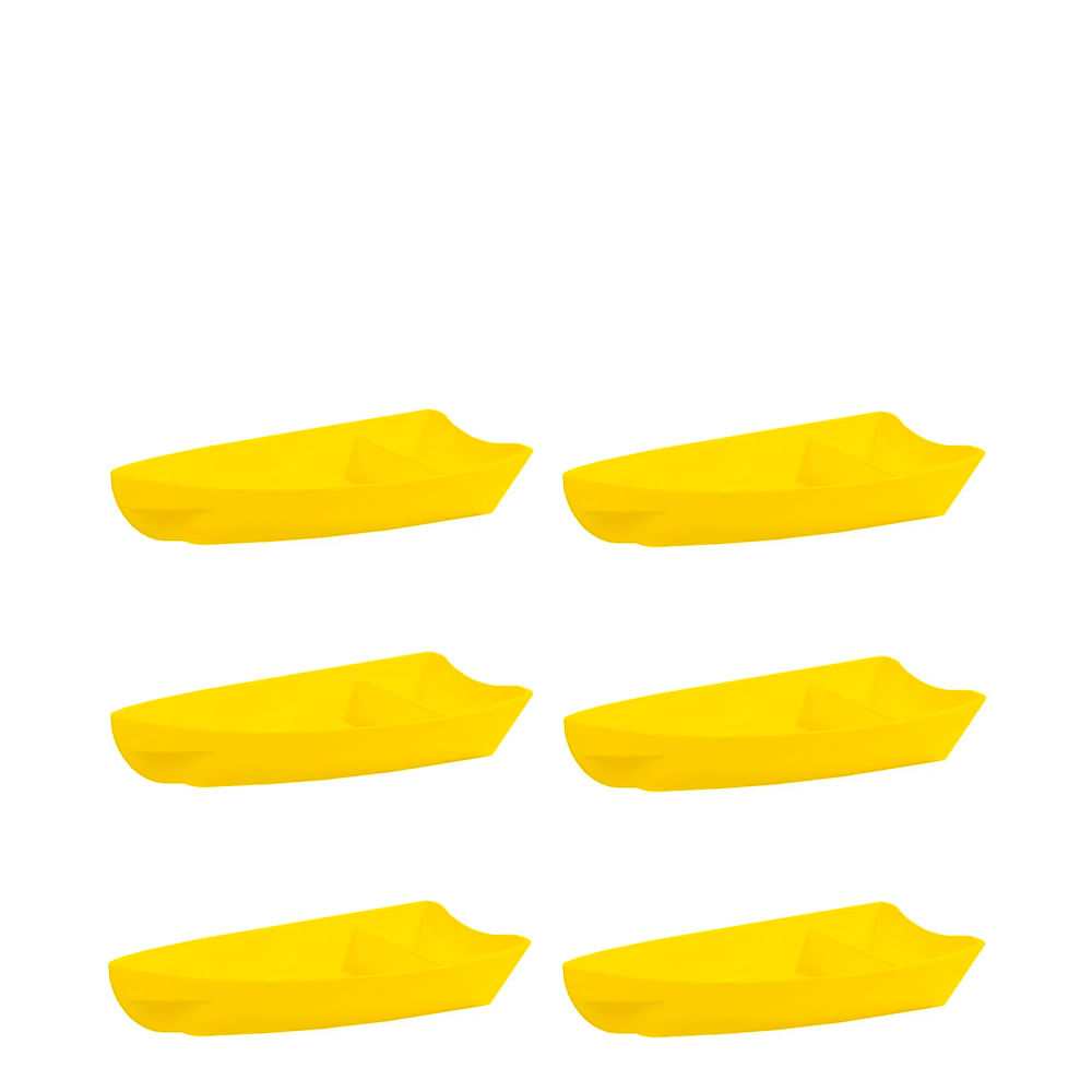 Conjunto de Barca Sushi 600ml 6 Peças Amarelo em Polipropileno Linha Tropical VEM