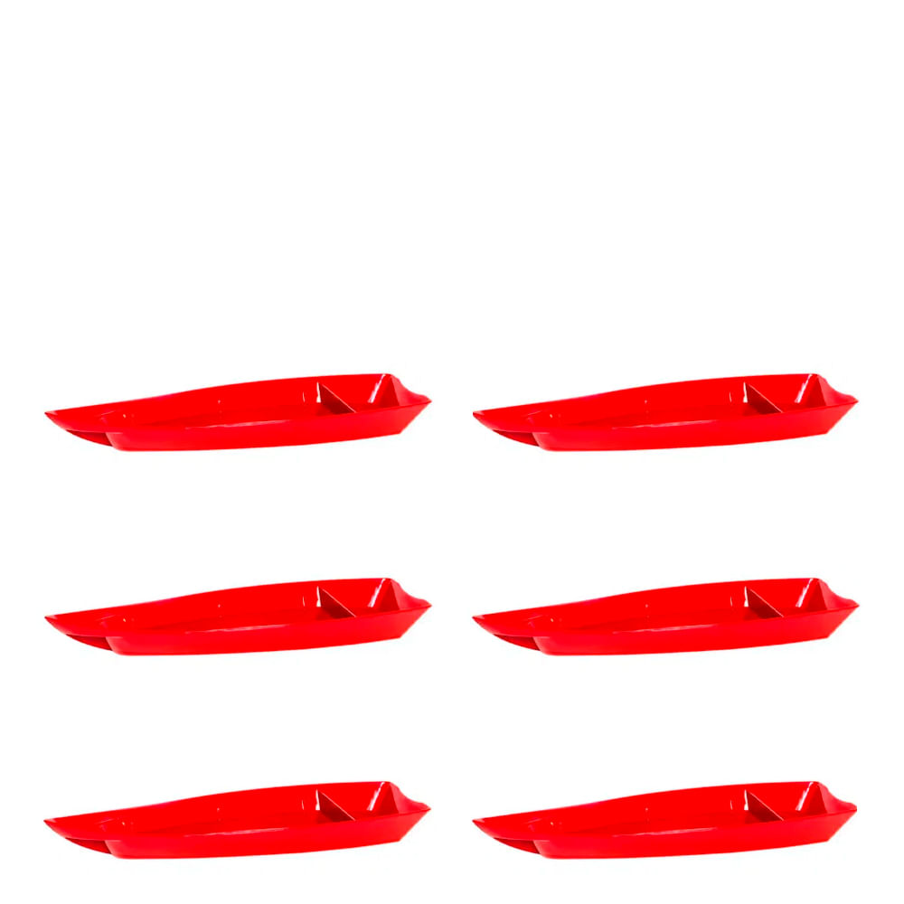 Conjunto de Barca Sushi 3,5L 6 Peças Vermelho em Polipropileno Linha Tropical VEM