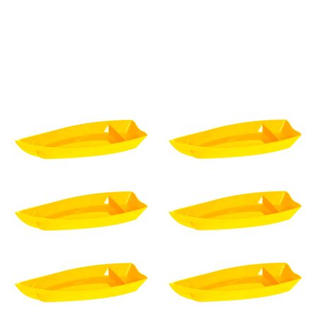Conjunto de Barca Sushi 1L 6 Peças Amarelo em Polipropileno Linha Tropical Vemplast
