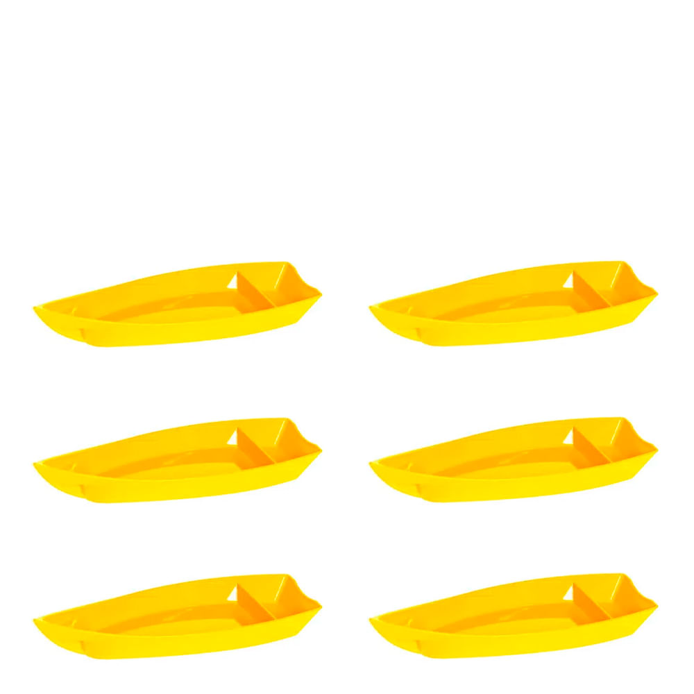 Conjunto de Barca Sushi 1L 6 Peças Amarelo em Polipropileno Linha Tropical VEM