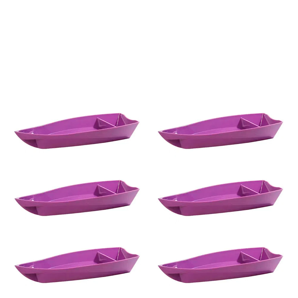 Conjunto de Barca Sushi 1L 6 Peças Roxo em Polipropileno Linha Tropical VEM