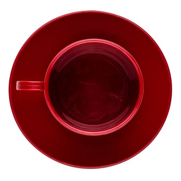 Xícara Elegance Para Chá Com Pires 250ml Vermelha em Policarbonato Linha Profissional Cook Vemplast 3