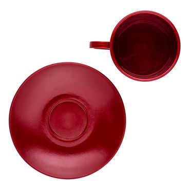 Xícara Elegance Para Chá Com Pires 250ml Vermelha em Policarbonato Linha Profissional Cook Vemplast 4