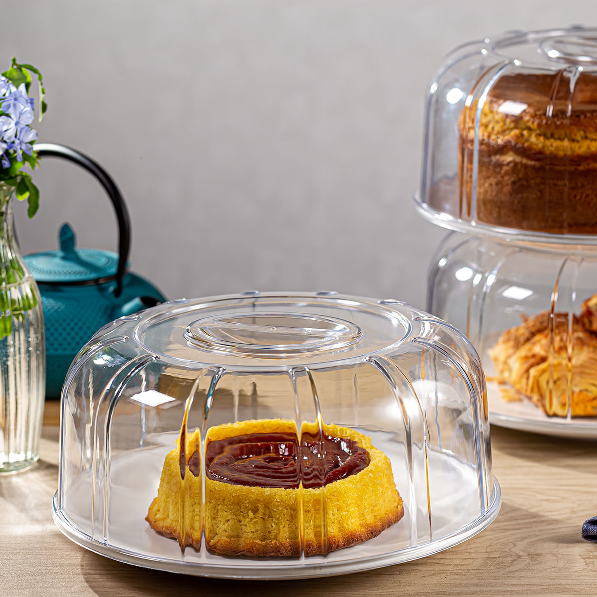 Boleira Elegance Redonda Com Tampa 30cm Branca em Policarbonato - Imagem 2