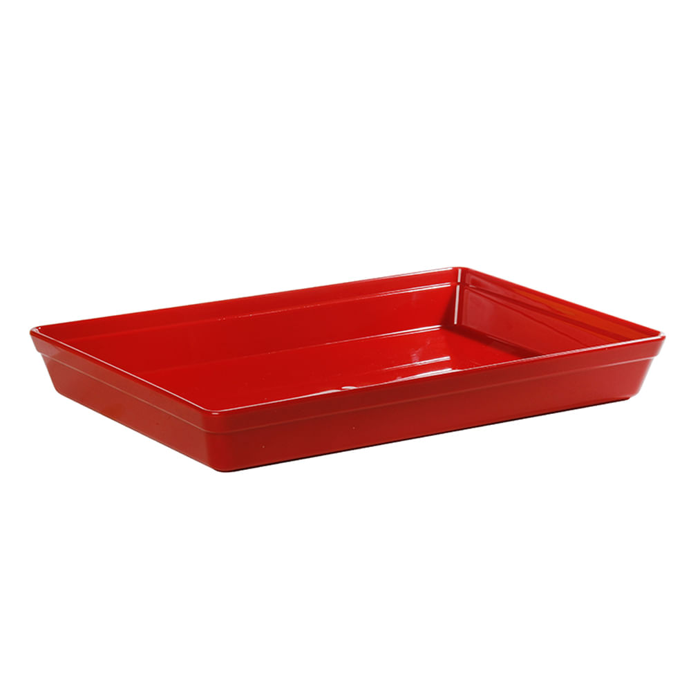 Travessa Stillo Rasa Retangular 4,5L Vermelha em Polipropileno