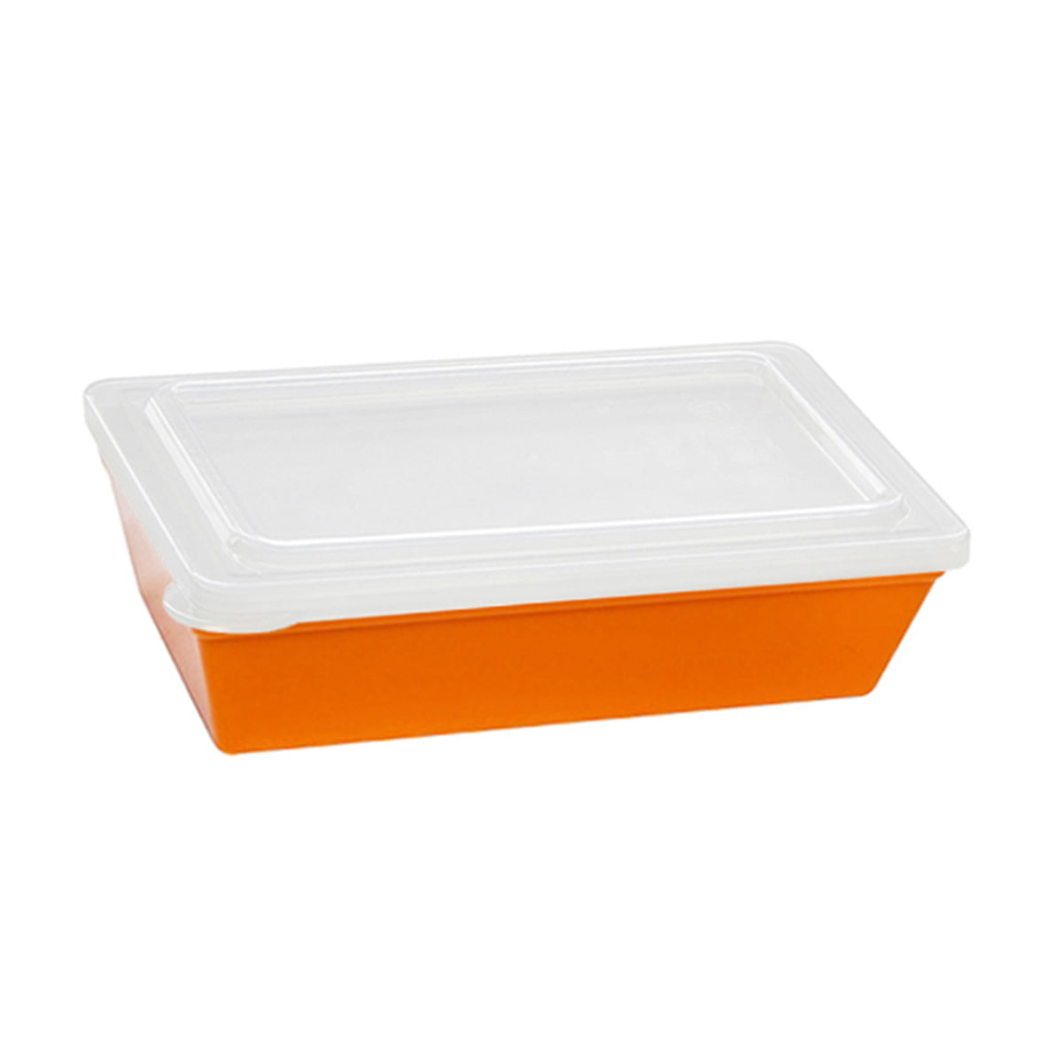 Travessa Stillo Retangular Com Tampa 2L Laranja em Polipropileno