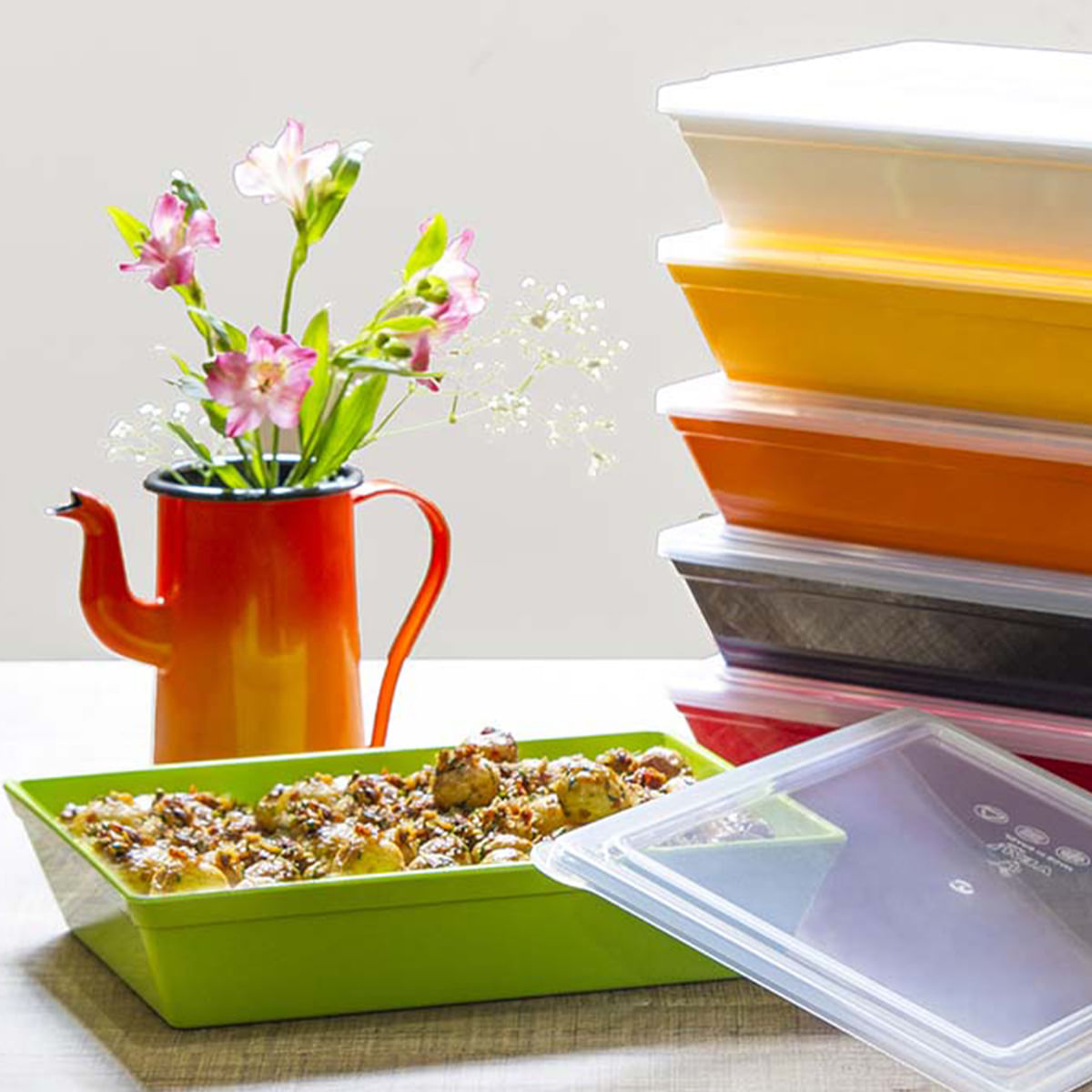 Travessa Stillo Retangular Com Tampa 5L Verde em Polipropileno - Imagem 2