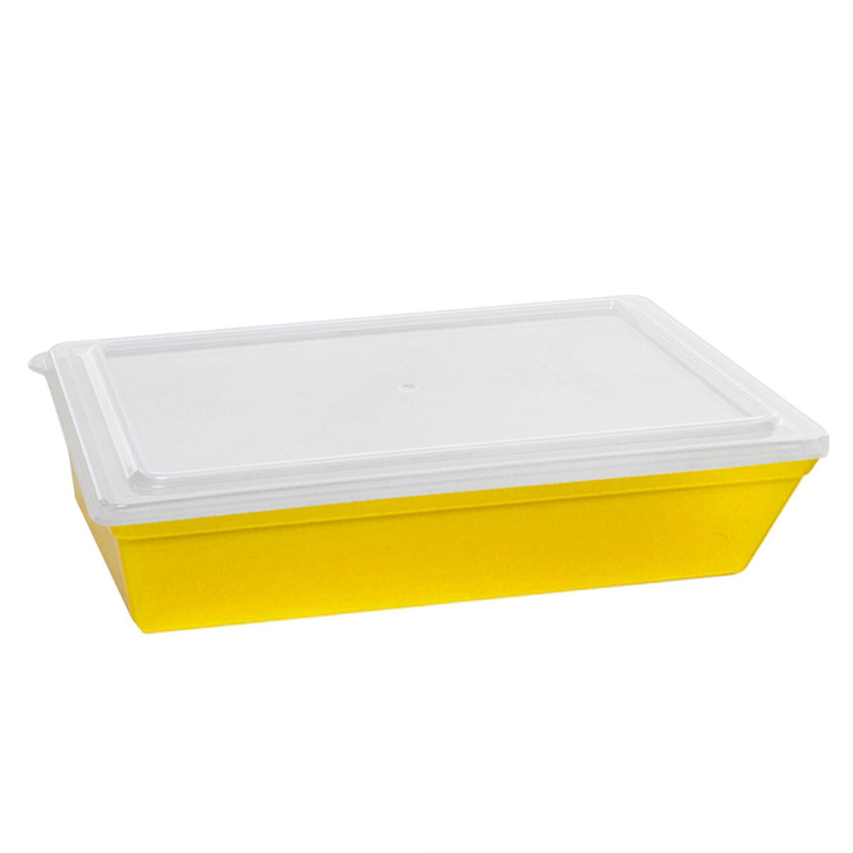 Travessa Stillo Retangular Com Tampa 5L Amarela em Polipropileno