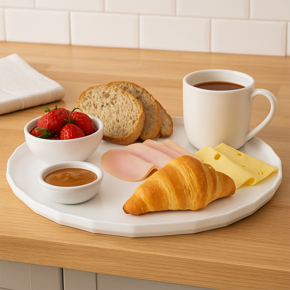 Bandeja Elegance Redonda Aro 30 Branca em Polipropileno - Imagem 2