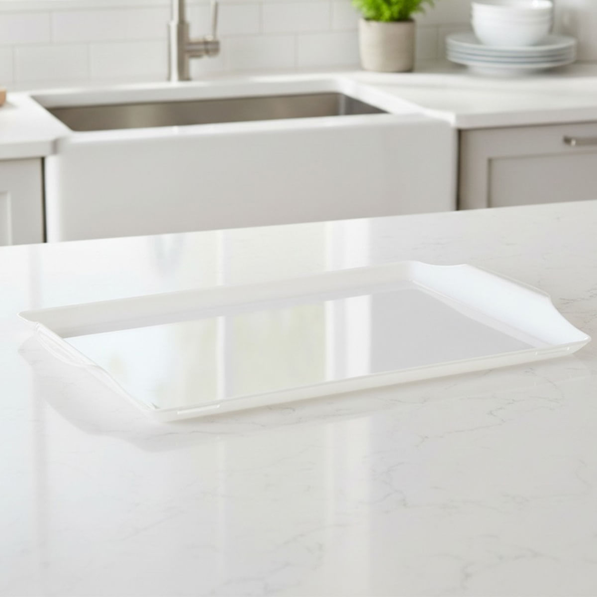 Bandeja Square Retangular 35x50 Branca em Policarbonato - Imagem 2