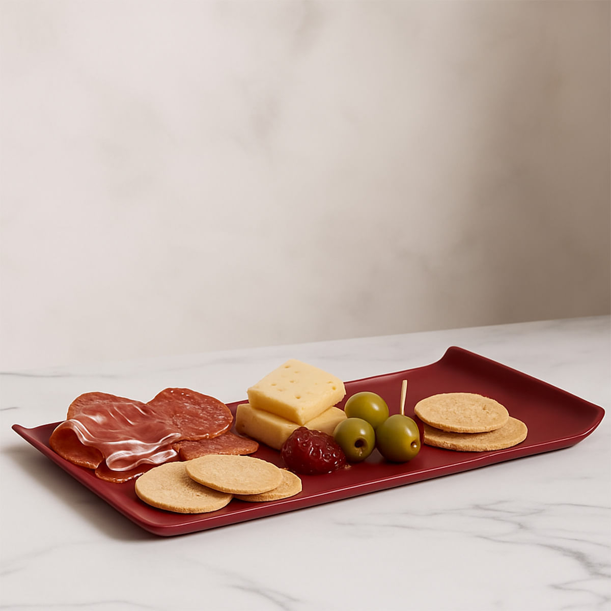 Bandeja Servir Retangular 30x45 Vermelha em Policarbonato - Imagem 2