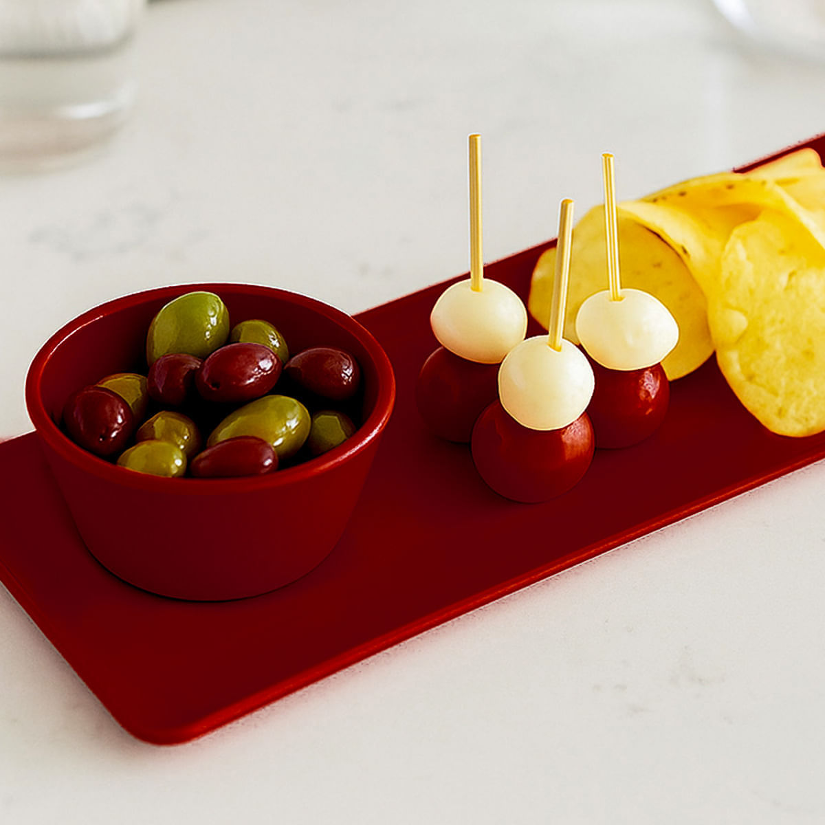 Bandeja Servir Retangular 15x50 Vermelha em Policarbonato - Imagem 2