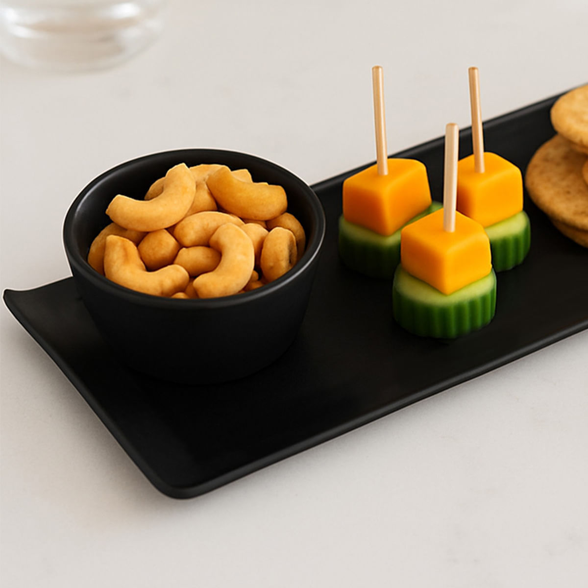 Bandeja Servir Retangular 15x50 Preta em Policarbonato - Imagem 2