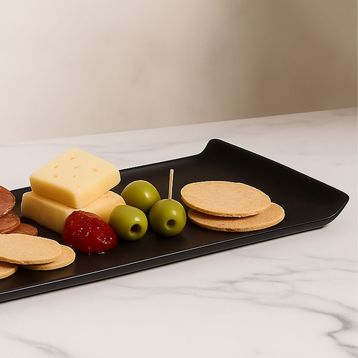 Bandeja Servir Retangular 15x40 Preta em Policarbonato - Imagem 2