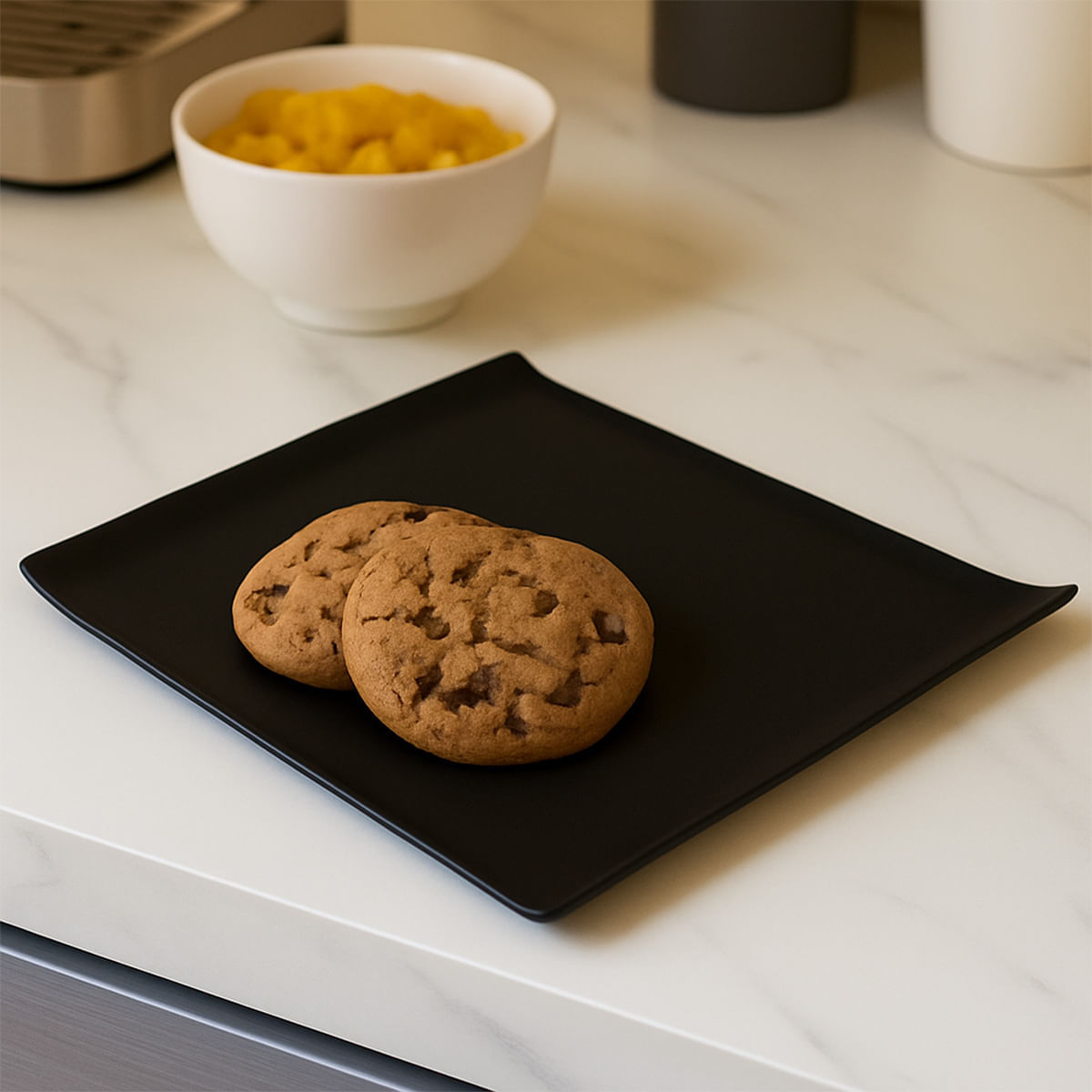 Bandeja Servir Quadrada 30x30 Preta em Policarbonato - Imagem 2