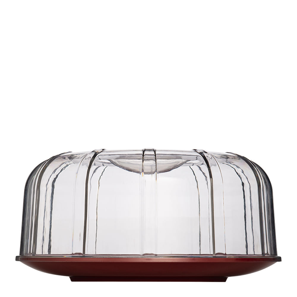 Boleira Elegance Redonda Com Tampa 30cm Vermelha em Policarbonato