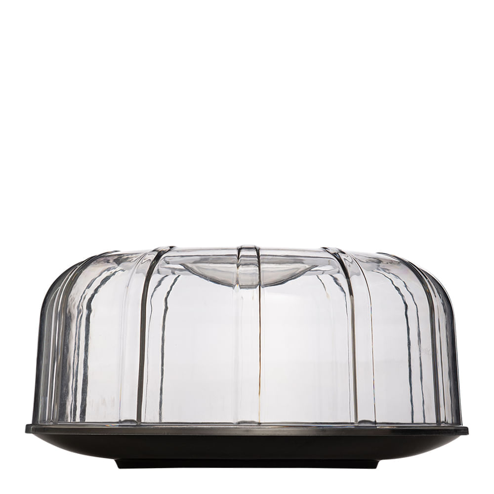 Boleira Elegance Redonda Com Tampa 30cm Preta em Policarbonato