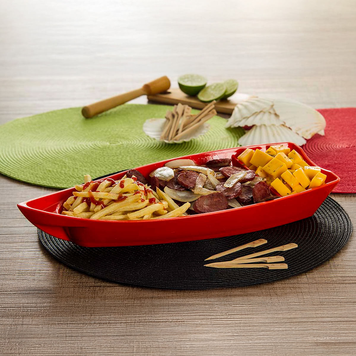 Barca Sushi 600ml Vermelha em Polipropileno - Imagem 2