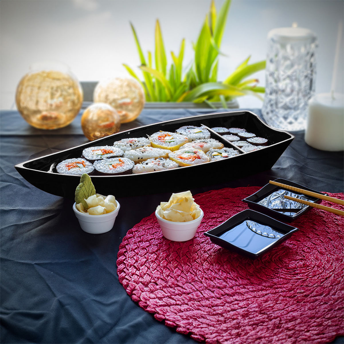 Barca Sushi 1L Preta em Policarbonato - Imagem 2