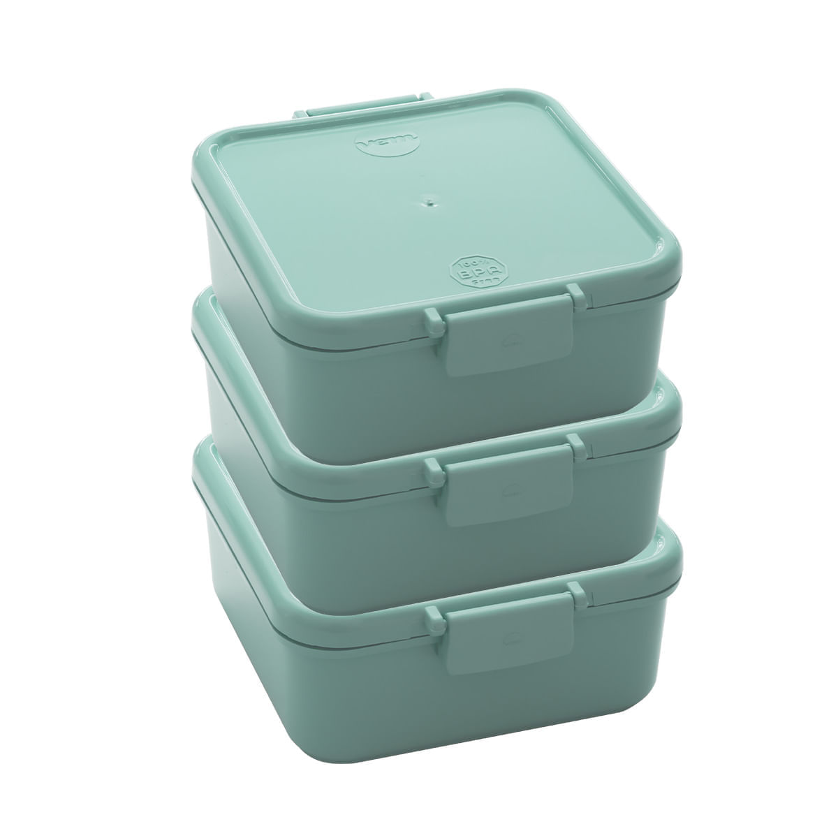 Conjunto 3 Potes Herméticos Composê 750ml Verde em Polipropileno