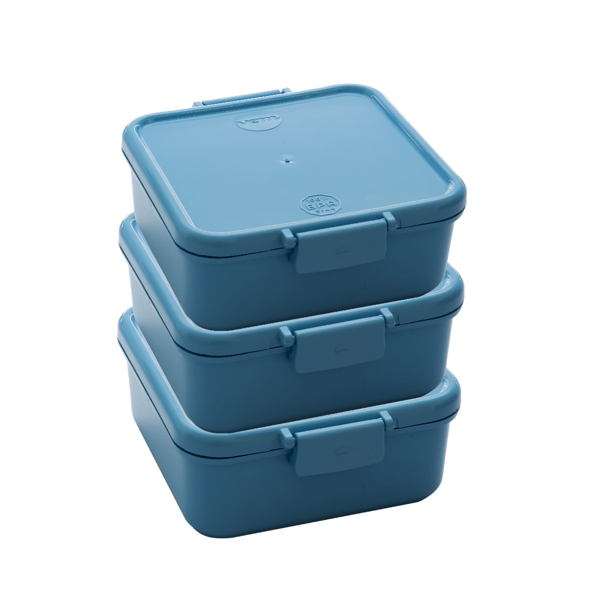 Conjunto 3 Potes Herméticos Composê 750ml Azul em Polipropileno