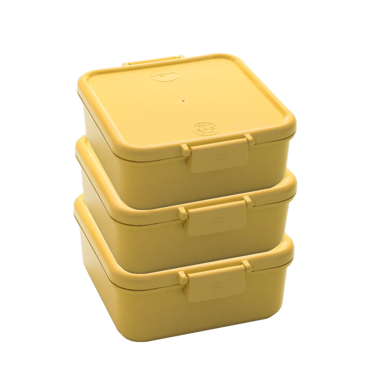 Conjunto 3 Potes Herméticos Composê 750ml Amarelo em Polipropileno