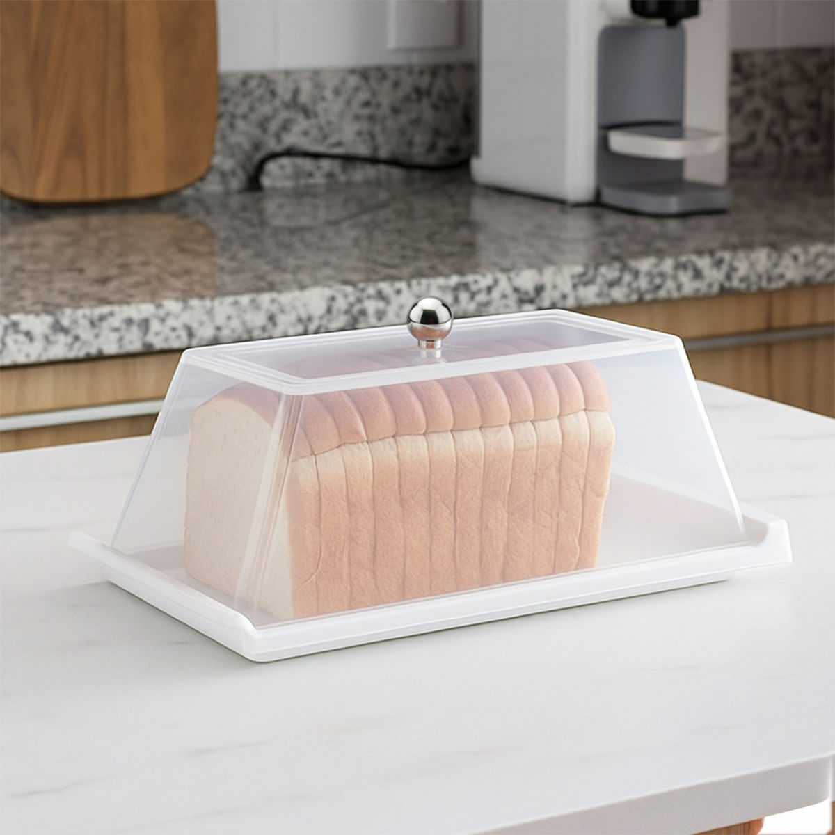 Bandeja Servir Retangular Com Tampa 15x30 Branca em Polipropileno - Imagem 2