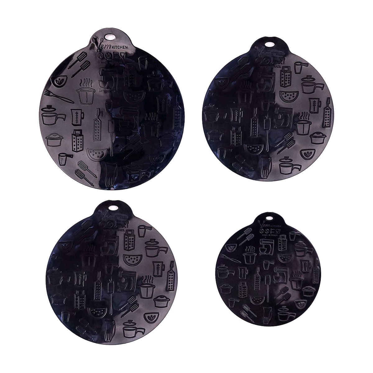 Conjunto 4 Almofadas de Silicone Pretas Para Fogão De Indução Magnética