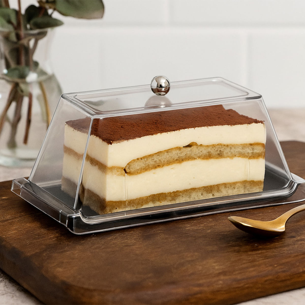 Bandeja Servir Retangular Com Tampa 15x30 Preta em Policarbonato - Imagem 2