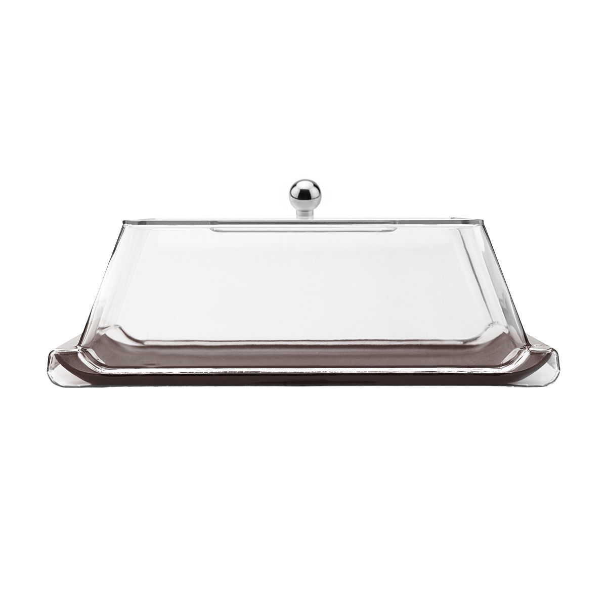 Bandeja Servir Retangular Com Tampa 15x30 Marrom em Policarbonato - Imagem 3