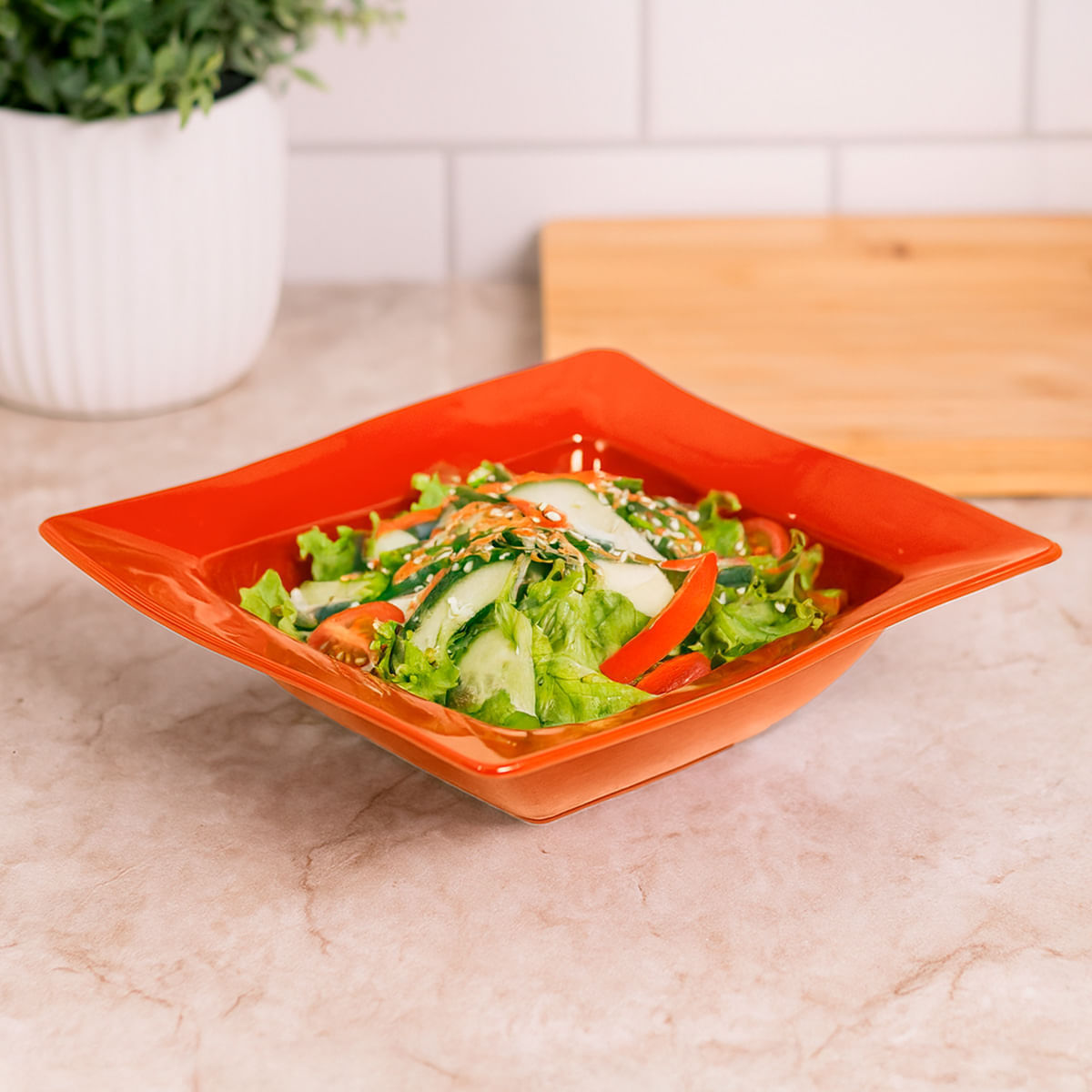 Saladeira Moove Quadrada 800ml Laranja em Policarbonato - Imagem 2