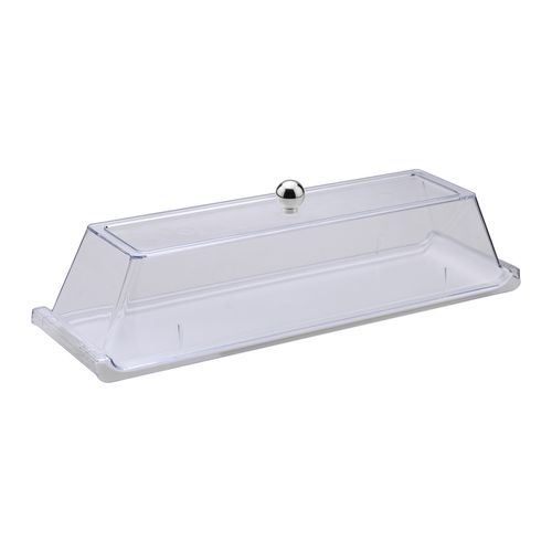 Bandeja Servir Retangular com Tampa 15x50cm Branca em Policarbonato – Linha Profissional Cook VEM