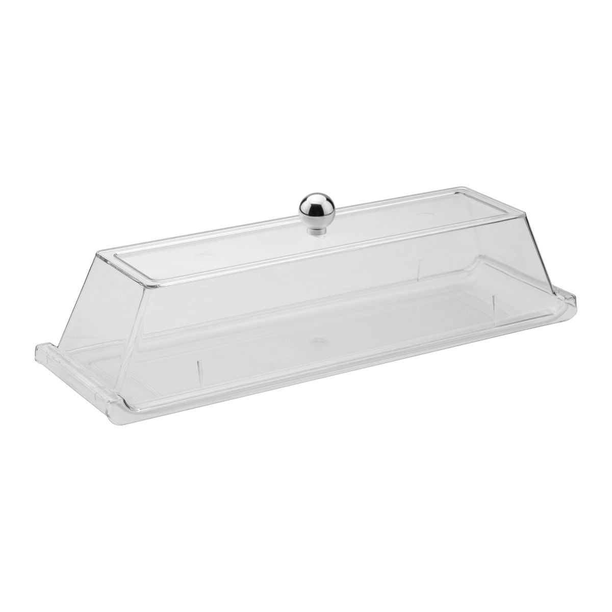 Bandeja Servir Retangular Com Tampa 15x50 Natural em Policarbonato