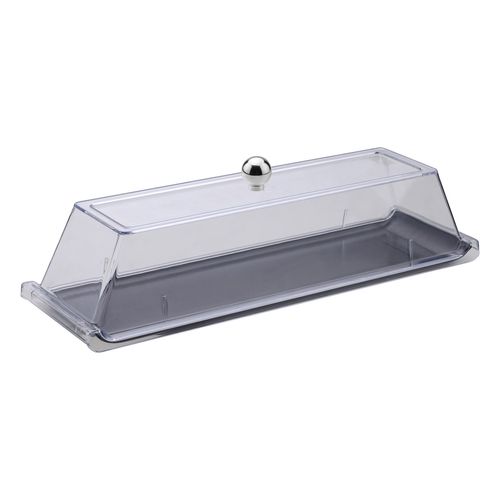 Bandeja Servir Retangular com Tampa 15x50cm Preta em Policarbonato – Linha Profissional Cook VEM