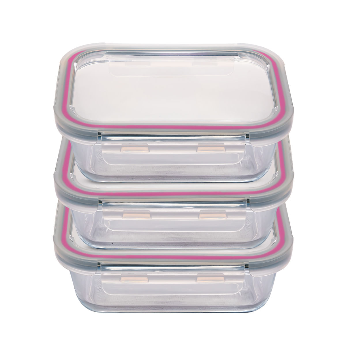 Conjunto 3 Potes Pequenos 640ml Glass&Go Hermético em Vidro
