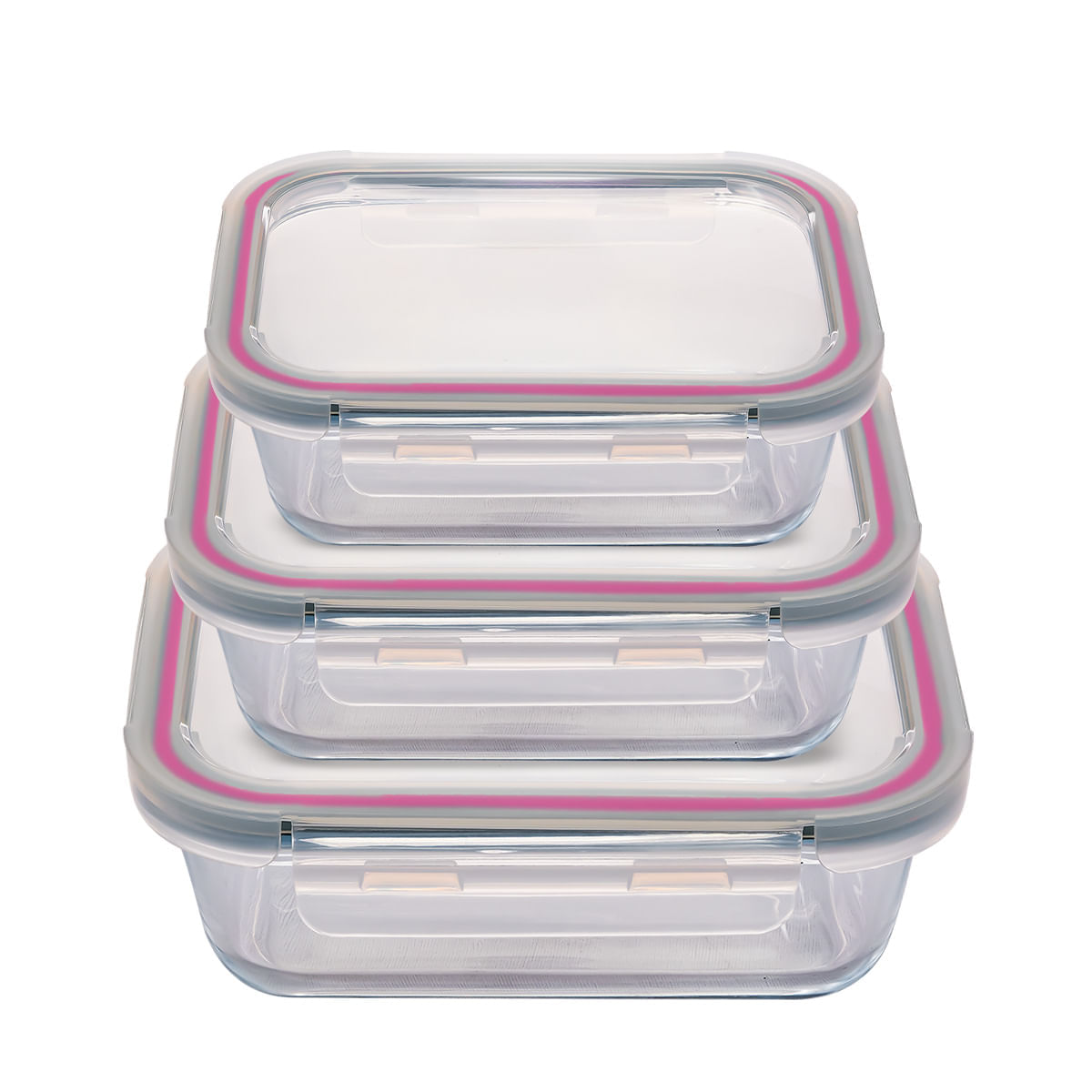 Conjunto 3 Potes Diversos Herméticos Glass&Go em Vidro