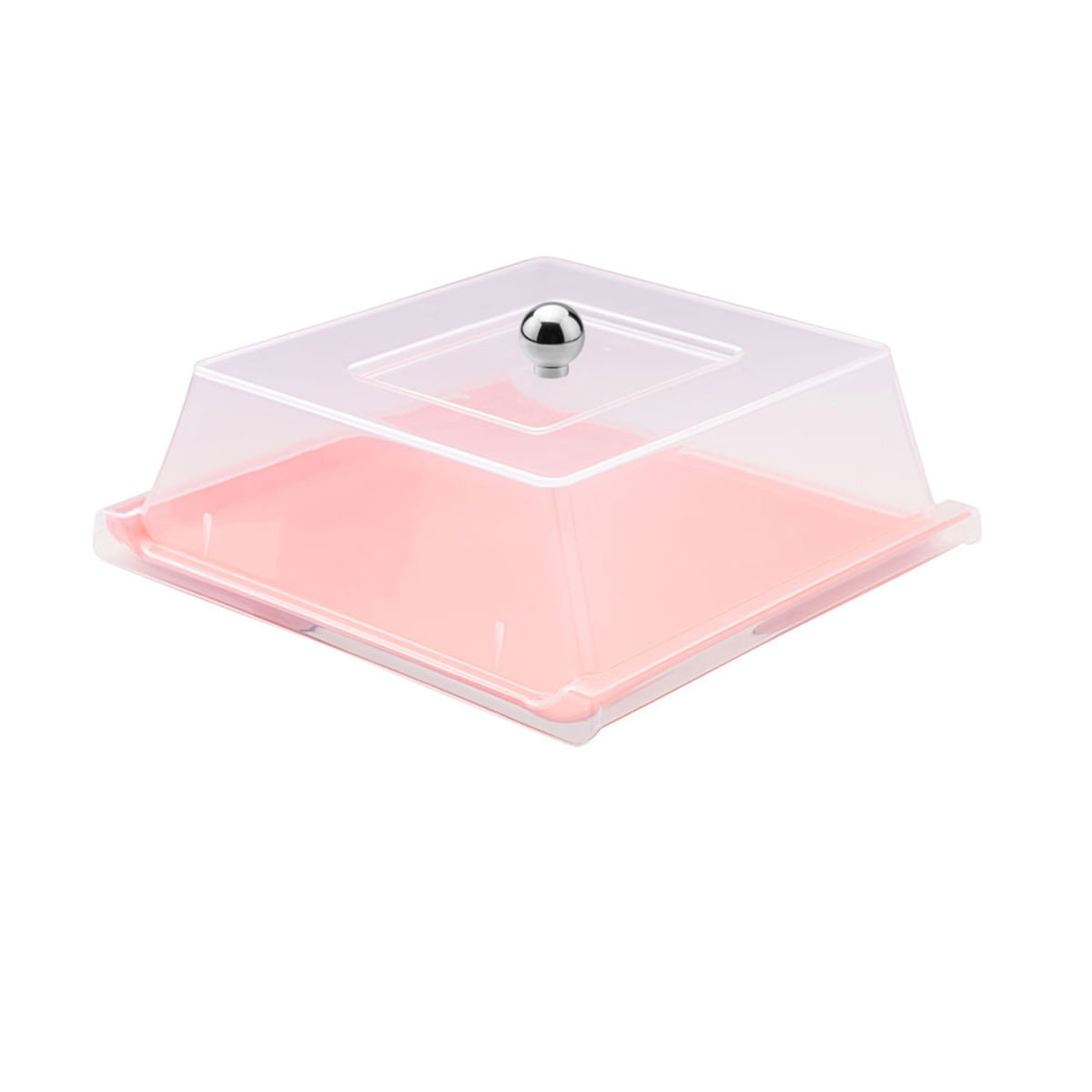 Bandeja Servir Quadrada Com Tampa 30x30 Laranja em Polipropileno