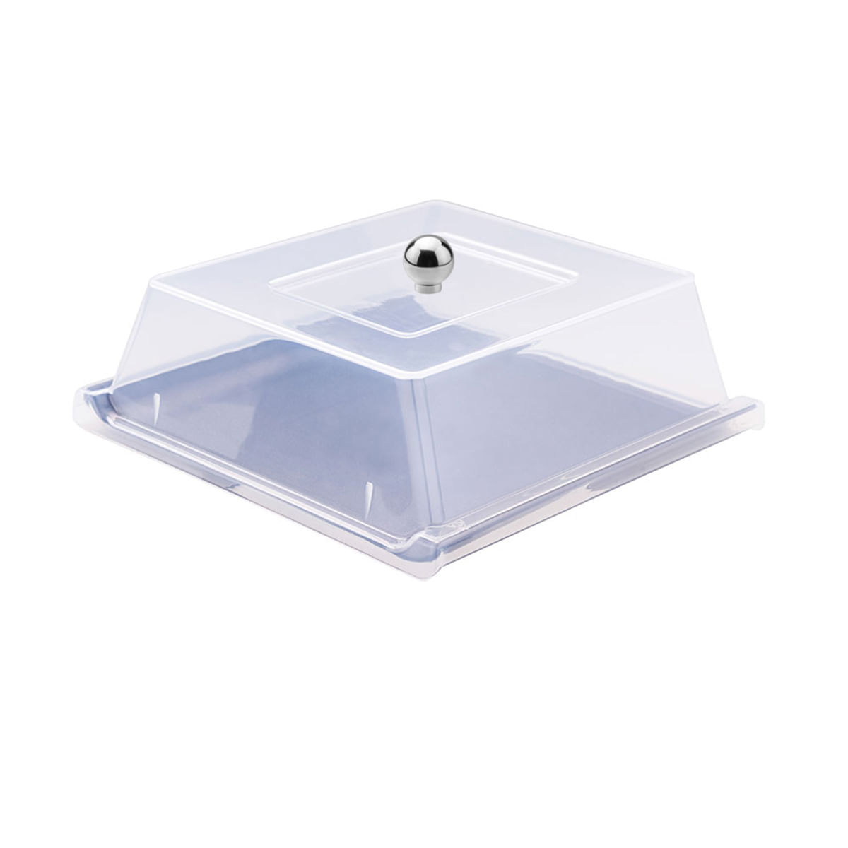 Bandeja Servir Quadrada Com Tampa 30x30 Preta em Polipropileno