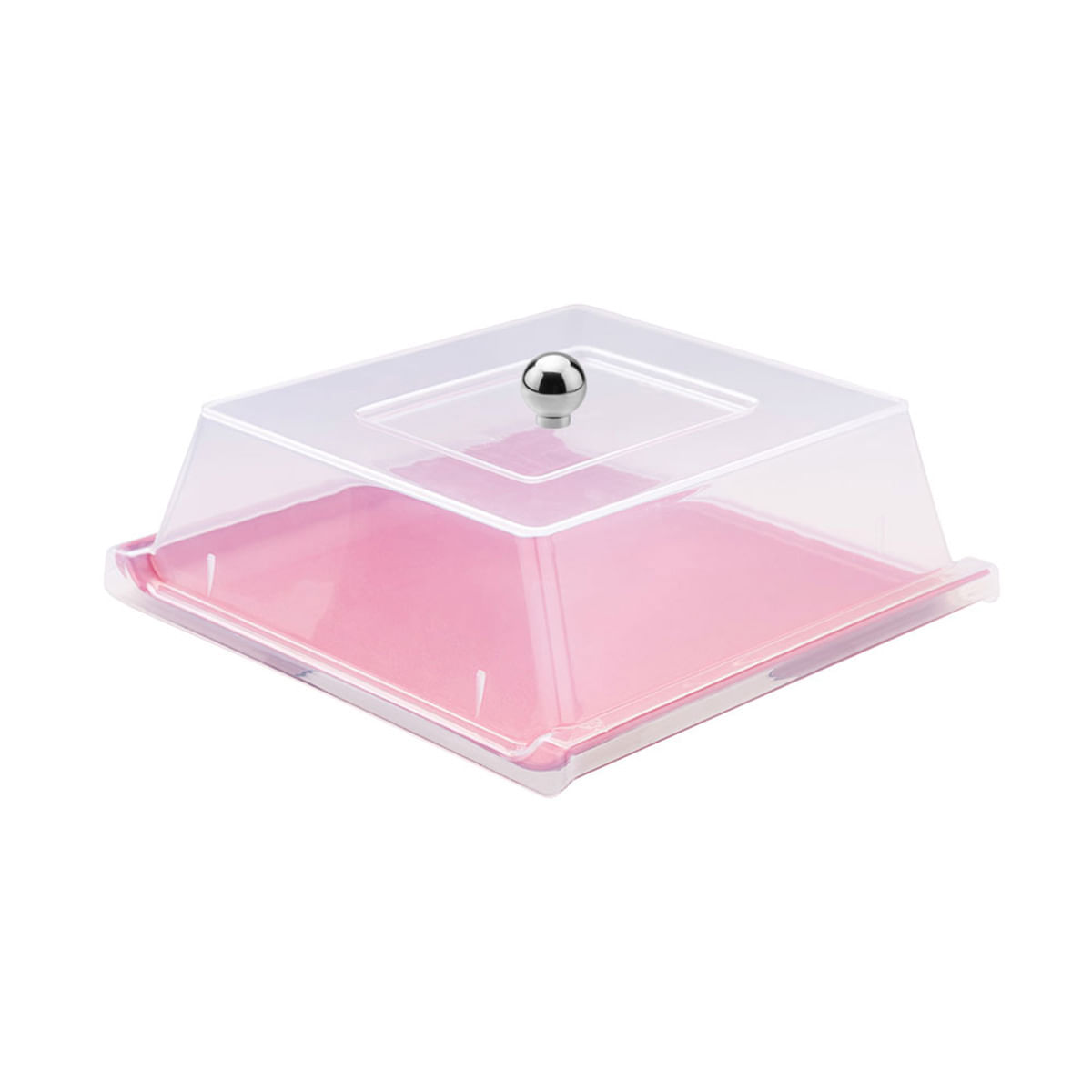 Bandeja Servir Quadrada Com Tampa 30x30 Vermelha em Polipropileno