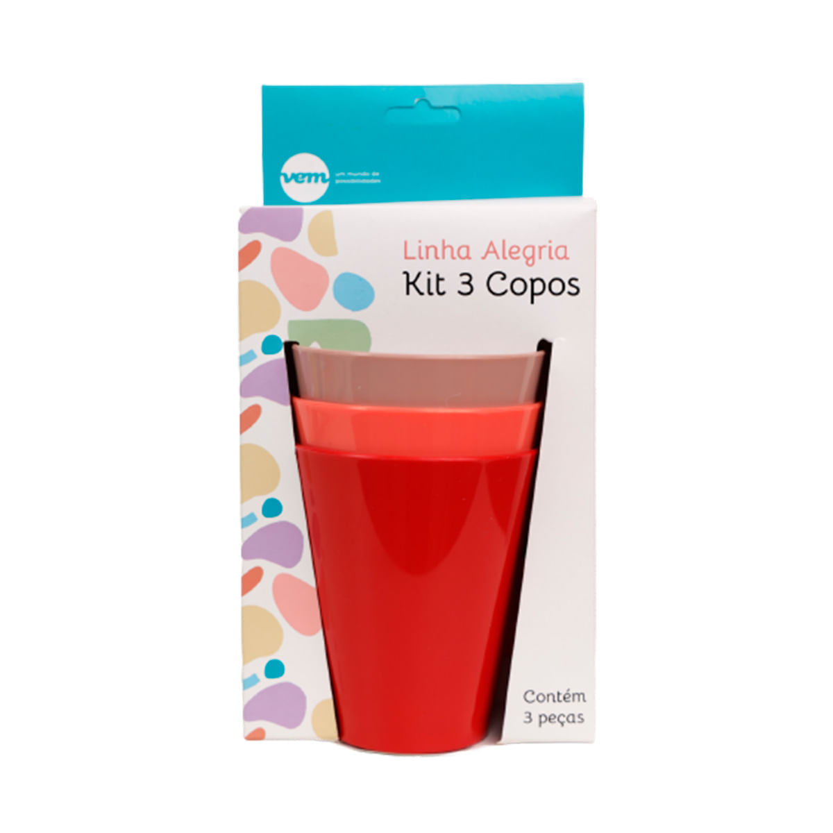 Kit Copo Fresc Infantil 350ml Colorido em Polipropileno
