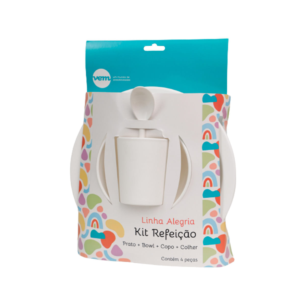 Kit Refeição Infantil Linha Alegria Branco em Polipropileno
