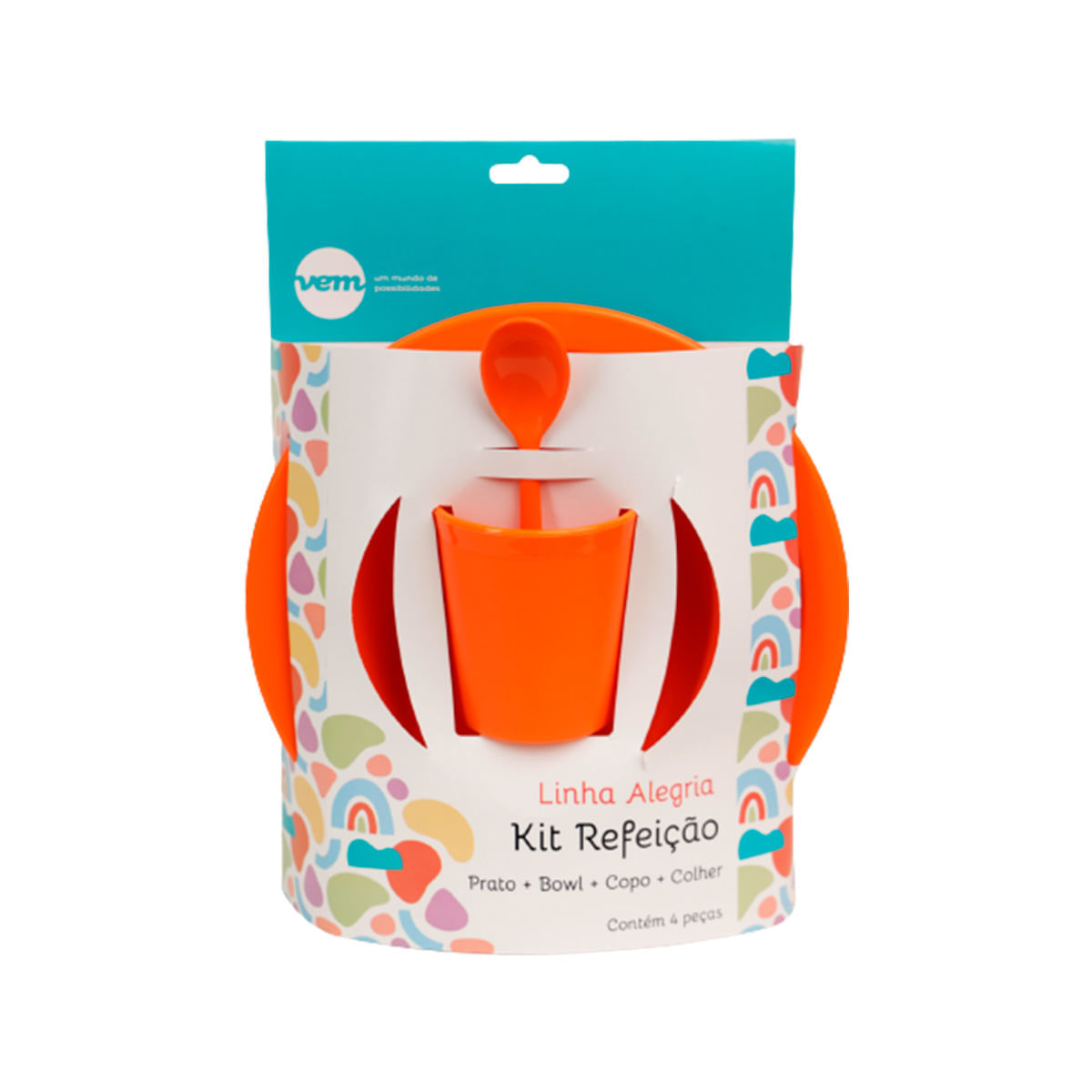 Kit Refeição Infantil Linha Alegria Laranja em Polipropileno