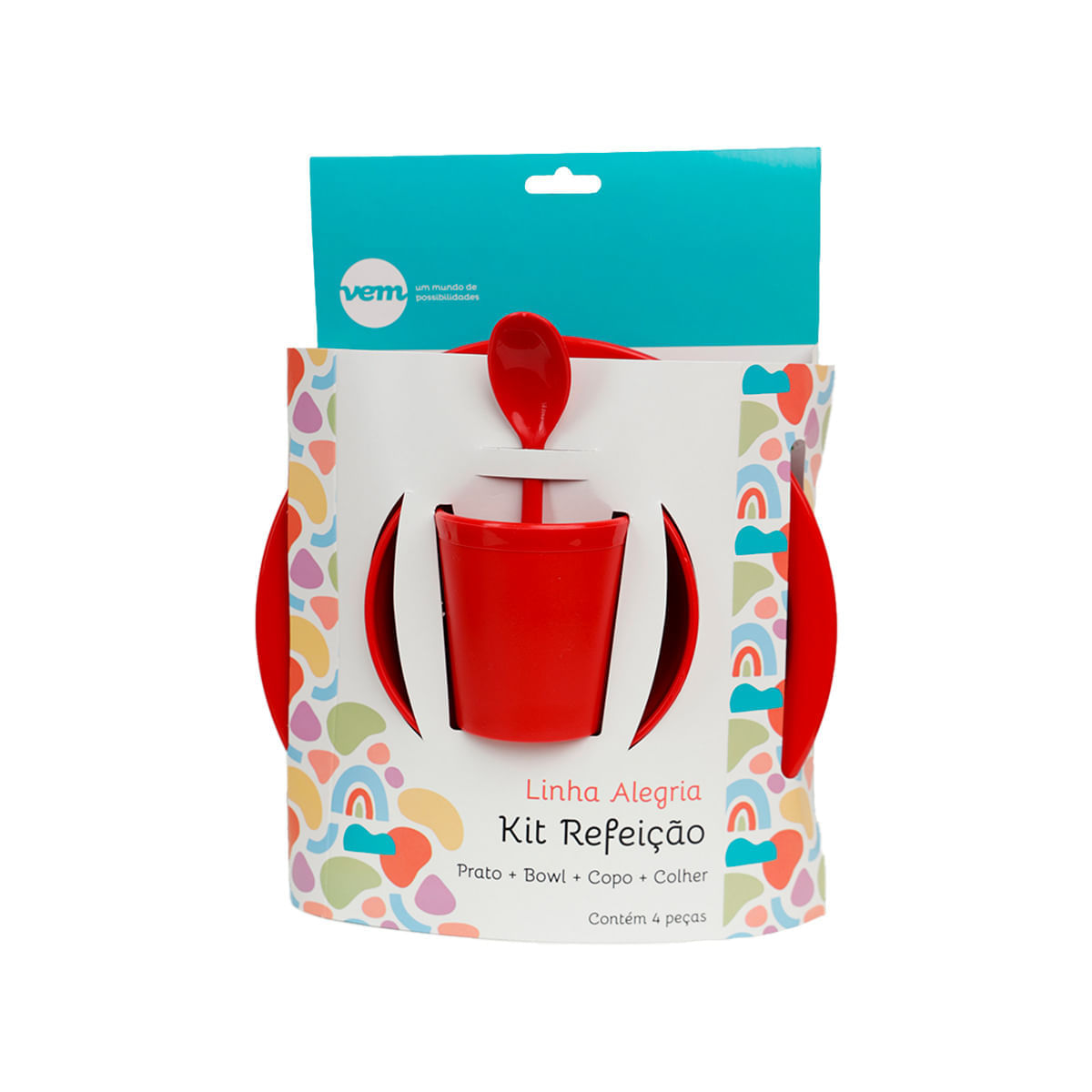 Kit Refeição Infantil Linha Alegria Vermelho em Polipropileno