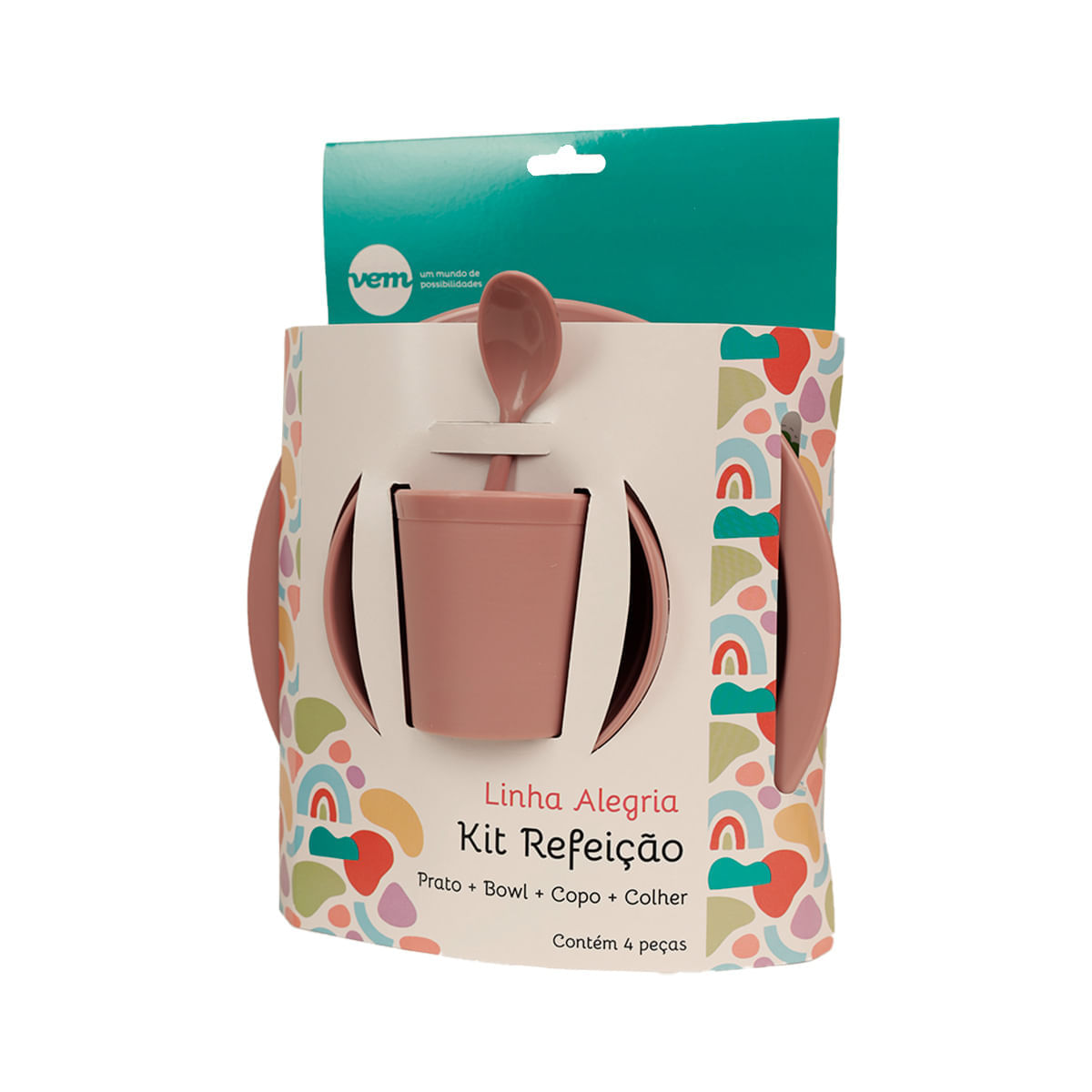 Kit Refeição Infantil Linha Alegria Rose em Polipropileno
