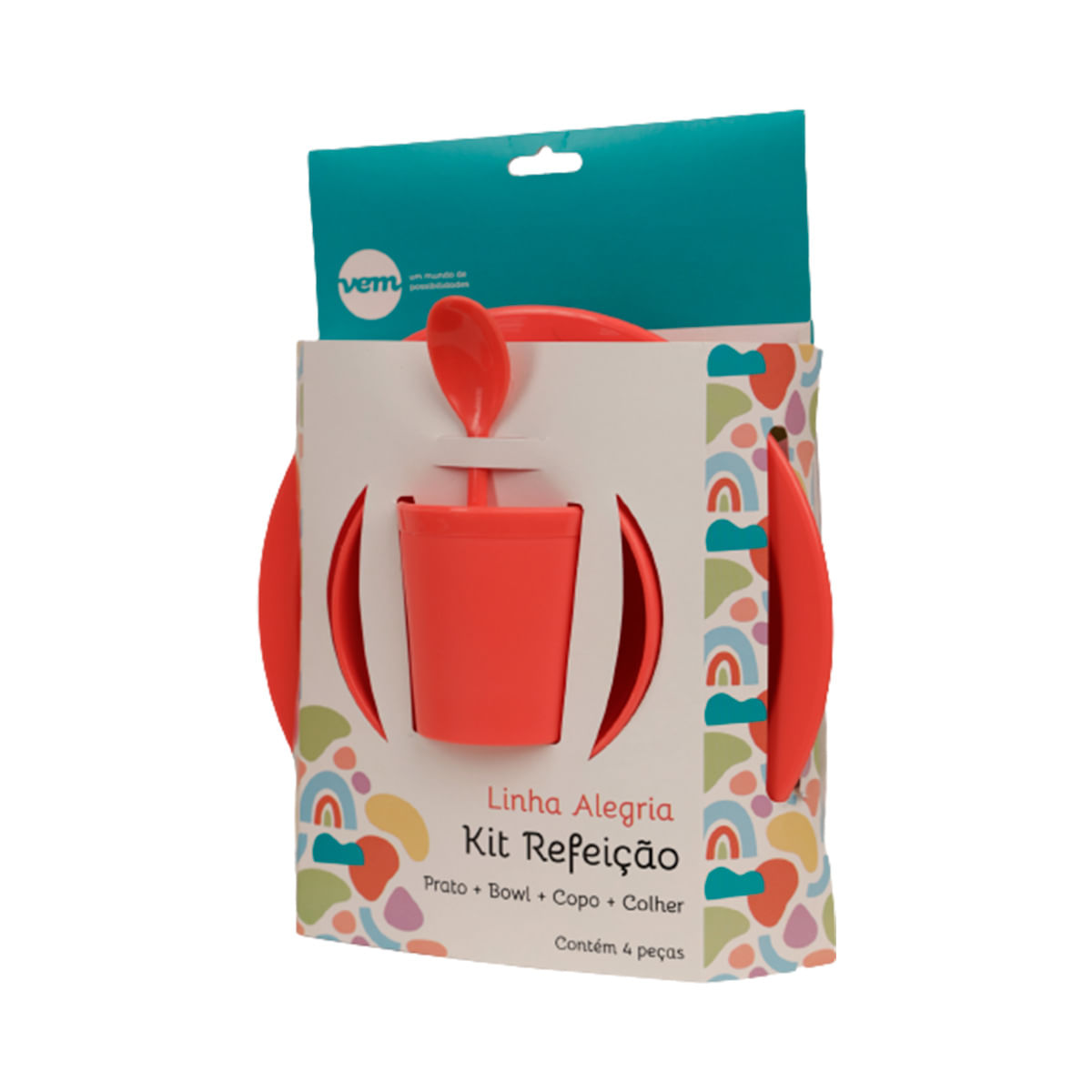 Kit Refeição Infantil Linha Alegria Coral em Polipropileno