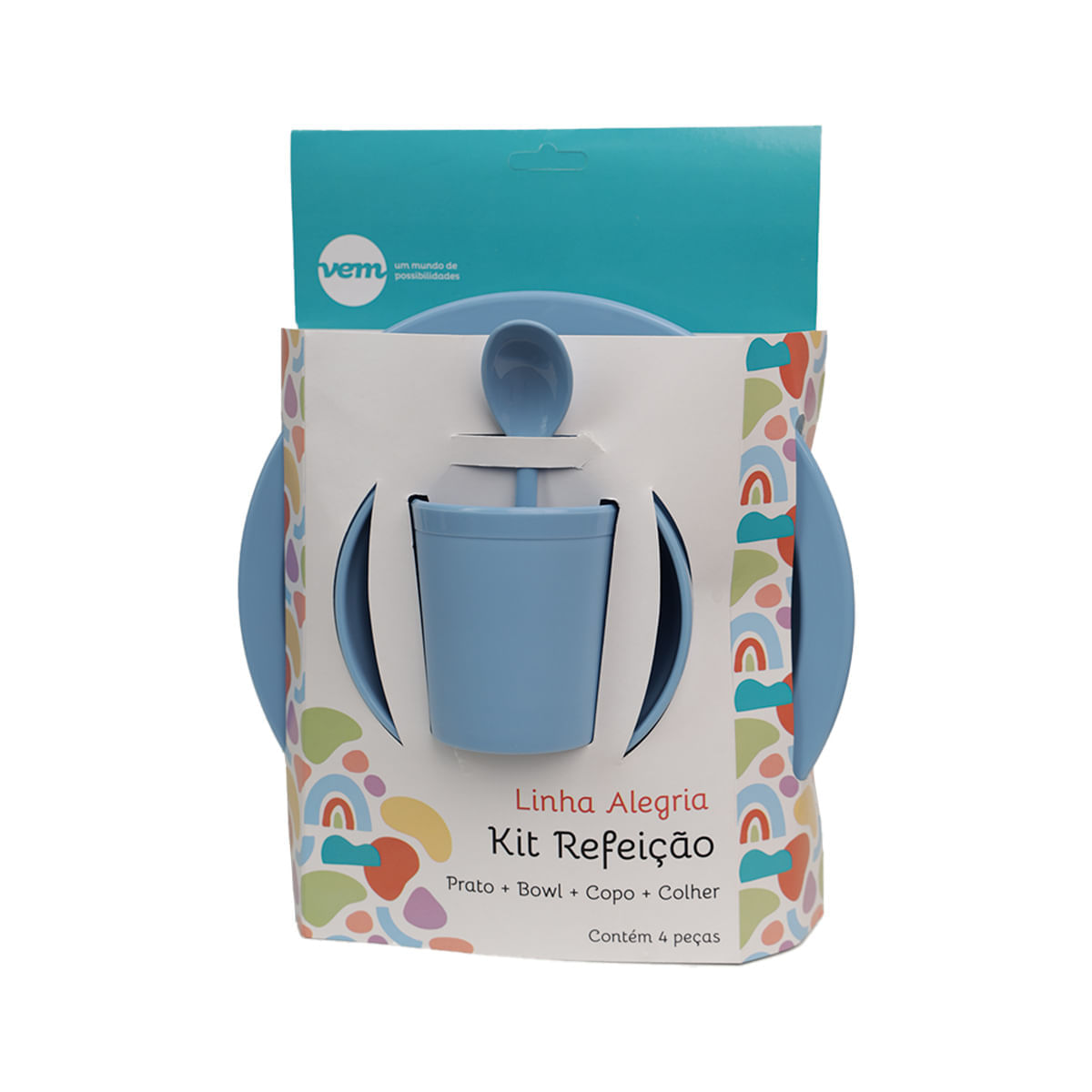 Kit Refeição Infantil Linha Alegria Azul em Polipropileno