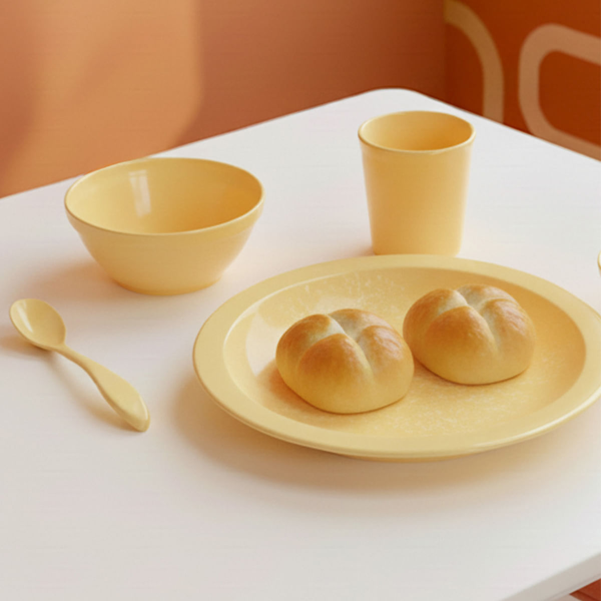 Kit Refeição Infantil Linha Alegria Amarelo em Polipropileno - Imagem 2