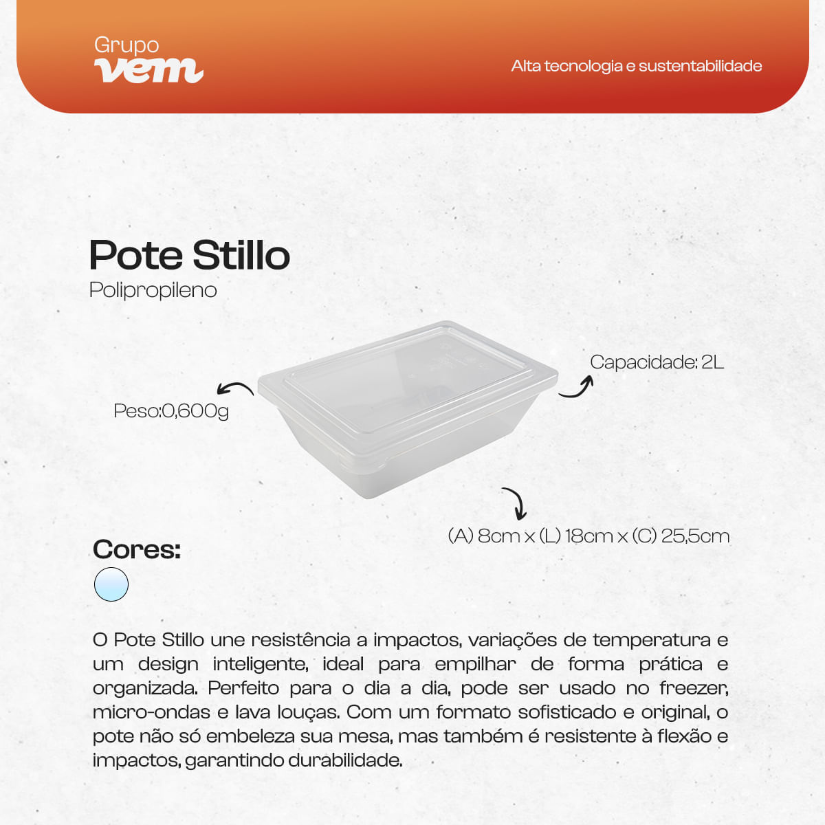 Pote Stillo Retangular com Tampa 2L Natural em Polipropileno - Imagem 5